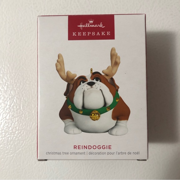 2023 Hallmark Keepsake Reindoggie Ornament Bulldog With Antlers Dog Puppy Pet - Picture 1 of 5